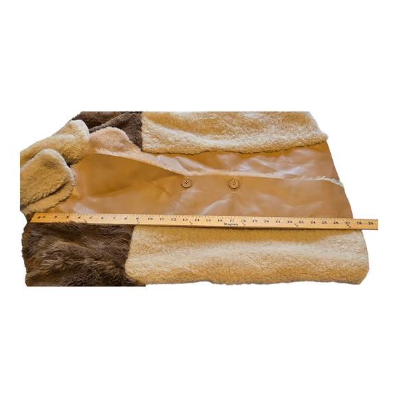 Steve Madden Coat Womens XS Willow Sherpa Faux Fur Color Block Mixed Media Warm - Picture 10 of 12